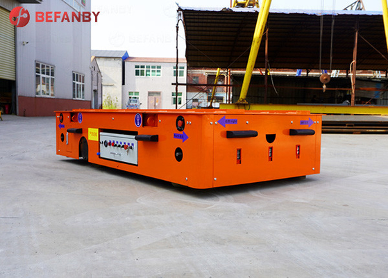 Auto Precast Concrete Floor Industrial Trolley Cart , 1-500 Tons Turning Battery trackless Transfer Trolley