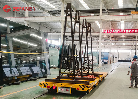Industrial Motorized Rail Guided Transfer Cart Battery Powered