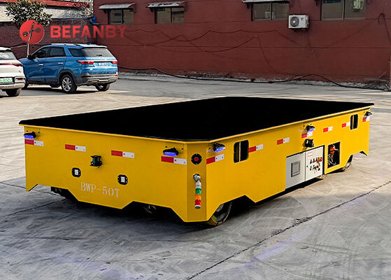 50T Kerangka Struktur Baja Kustom Kereta Transfer Datar Tanpa Rel