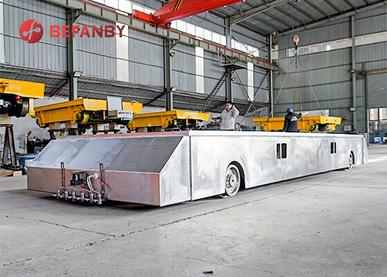 Custom Extended Size Sliding Contact Line Powered Rail Transfer Cart Dengan Kapasitas Beban 1-100T
